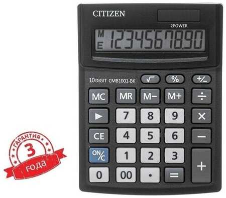 Калькулятор настольный 10-разрядный, Citizen Business Line CMB1001-BK, двойное питание, 103 х 138 х 24 мм, чёрный 19846765117284