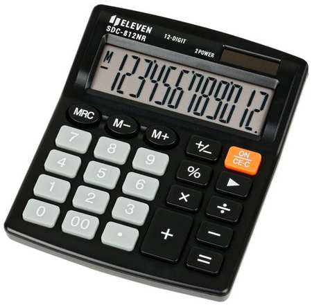 Калькулятор настольный Eleven SDC-812NR, 12 разрядов, двойное питание, 127*105*21мм, черный 19846774936538