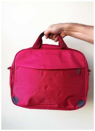Сумка для ноутбука, макбука (Macbook) 13-15 дюймов с ремнем мужская, женская / Деловая сумка через плечо, размер 38-28-5 см, красный 19846782384581