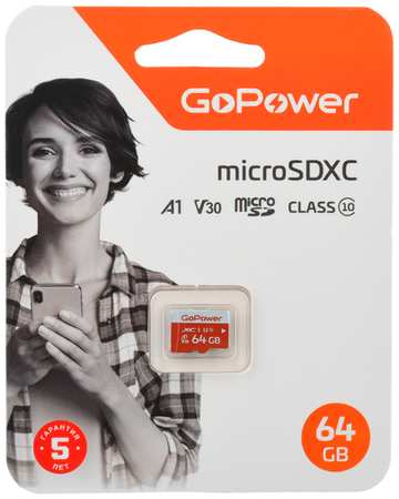 Карта памяти 64Gb MicroSD GoPower (00-00025681) 19846785101613