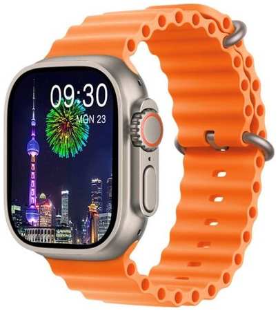 TWS Смарт часы HW9 ULTRA MAX Smart Watch AMOLED iOS Android 2 Ремешка, оранжевые