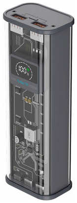 Внешний аккумулятор NRG Turbo TR 20000 mAh, 22.5 Вт (QC, PD, AFC, FCP, SCP, MTK PE), прозрачный с дисплеем, Deppa, крафт, Deppa 33645-OZ 19846788571096