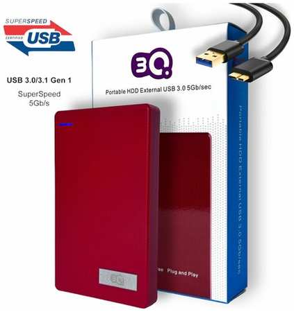 Внешний жесткий диск 500Gb 3Q Portable USB 3.0, Портативный накопитель HDD, красный 19846790537165