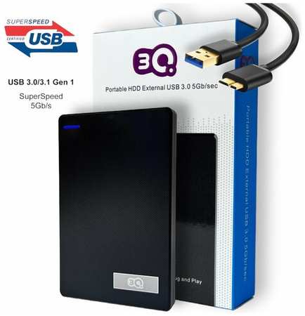 TLC Внешний жесткий диск 500Gb 3Q Portable USB 3.0, Портативный накопитель HDD (3QHDD-S180H-500)