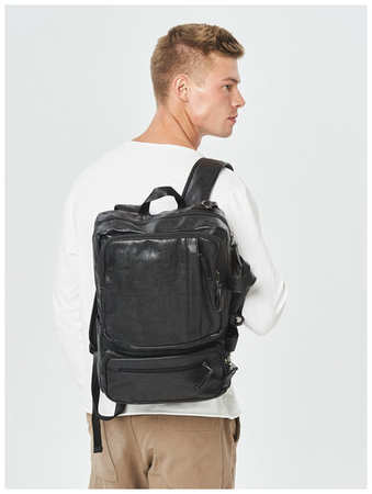 Cумка рюкзак трансформер мужская кожаная для ноутбука 15.6, Сумка-рюкзак 2в1 классический мужской эко кожаный рюкзак однотонный городской
