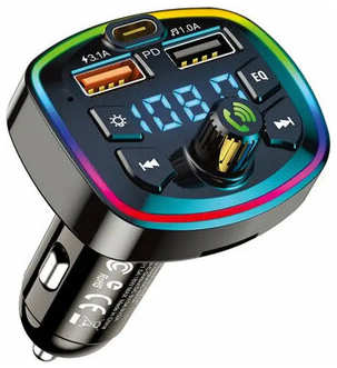 FM-трансмиттер Rapture KSC-851 Bluetooth, Громкая связь, Эквалайзер, Подсветка RGB