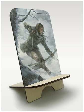 Бруталити Подставка, держатель для телефона из дерева c рисунком, принтом УФ Игры Rise of the Tomb Raider( PS, Xbox, PC, Switch) - 2054