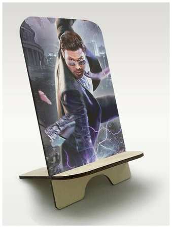 Бруталити Подставка, держатель для телефона из дерева c рисунком, принтом УФ Игры Saints( PS, Xbox, PC, Switch) - 2510
