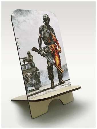 Бруталити Подставка для телефона из дерева c рисунком, принтом УФ Игры Battlefield Bad Company 2 ( PS, Xbox, PC, Switch) - 2047