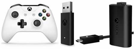 Геймпад Microsoft Xbox One S / X / Series S / X Wireless Controller White Белый 3 ревизия с bluetooth джойстик + Оригинальный аккумулятор + Адаптер 19846849871096