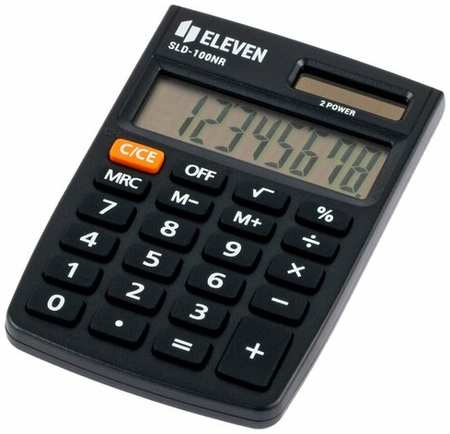 Калькулятор карманный Eleven SLD-100NR (8-разрядный) двойное питание, черный (SLD-100NR) 19846864494404