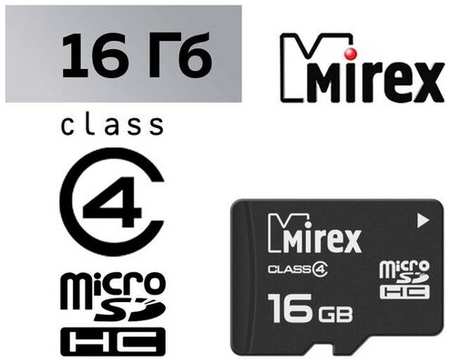 Карта памяти Mirex microSD, 16 Гб, SDHC, класс 4 19846879586884
