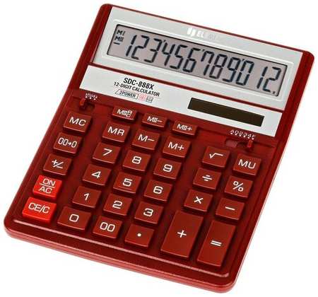 Калькулятор Eleven настольный, 12 разрядов, двойное питание, 158х203х31 мм, красный (SDC-888X-RD) 19846879941800
