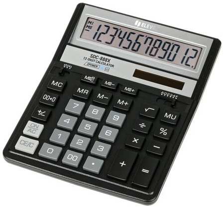 Калькулятор Eleven настольный, 12 разрядов, двойное питание, 158х203х31 мм, черный (SDC-888X-BK) 19846879941898
