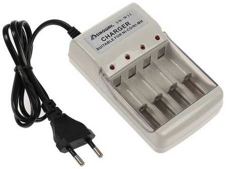 Зарядное устройство для четырех аккумуляторов АА или ААА CHR-56, 1 м, ток заряда 180 мА, белое 19846880819417