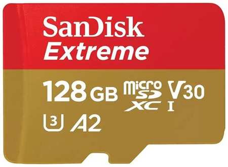 Карта памяти 128Gb - SanDisk Extreme Micro Secure Digital XC Class 10 UHS-I A2 C10 V30 U3 SDSQXAA-128G-GN6GN 19846881783533