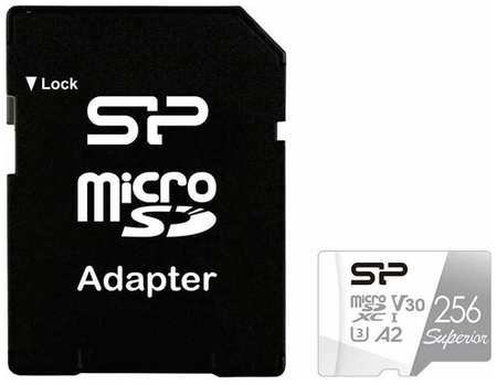 Карта памяти microSDXC UHS-I U3 Silicon Power Superior 256 ГБ, 100 МБ/с, Class 10, SP256GBSTXDA2V20SP, 1 шт, переходник SD 19846882404120