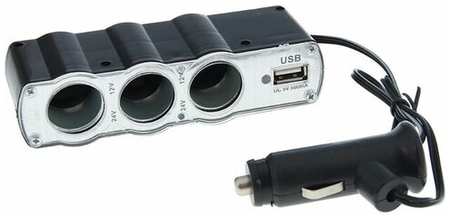 Разветвитель прикуривателя TORSO, 3 гнезда + USB, 12/24 В 19846883374815