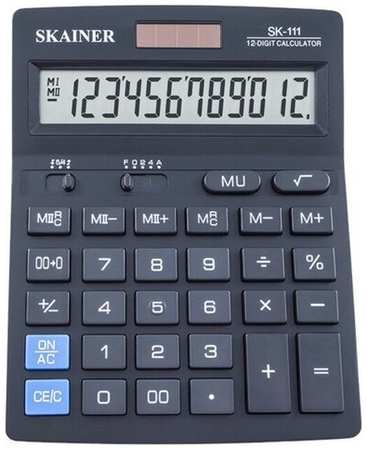 SKAINER Калькулятор настольный большой SKAINER SK-111, 12 разрядов, двойное питание, двойная память, 140x176x45 мм