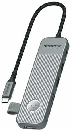 USB-Хаб Type-C Momax ONELINK 7 в 1, Type-C PD 100 Вт, 3xUSB-A, HDMI 4K60Hz, SD/TF, (DH17E), серый 19846894827895