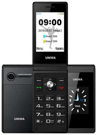 Телефон UNIWA X28 Flip, 2 SIM, черный 19846995669953