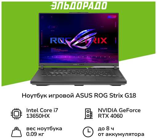 Ноутбук игровой ASUS ROG Strix G18 G814JV-N6186W/18″/Core i7-13650HX/16/1024/RTX 4060/Win/ (90NR0CM1-M00CH0)