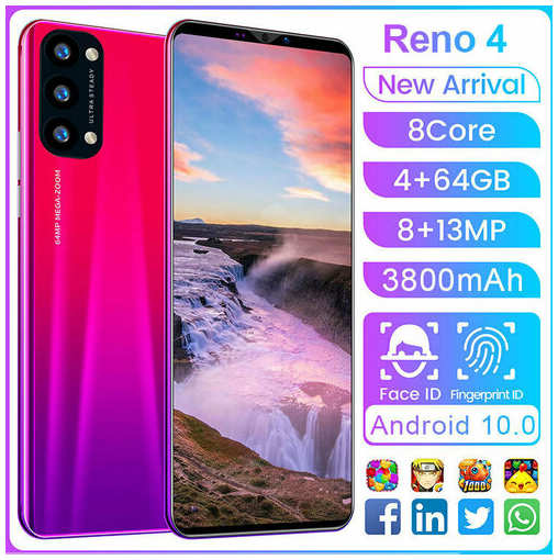 Bai Yicheng Смартфон ″Reno4″, 512М + 4Г, черный 19847172996061