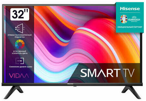 Телевизор HISENSE 32A4K 32″ (80 см), 1366 x 768, HD, 16:9, SmartTV, Wi-Fi, черный 19847418602606