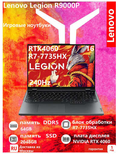 Lenovo Legion R9000P R7-7745HX NVIDIA GeForce RTX 4060 (8GB) Игровой ноутбук 64G/2TB