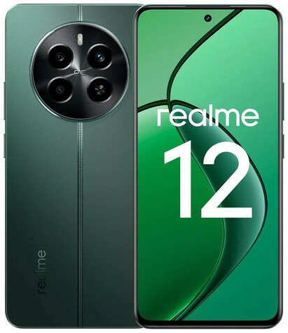 Смартфон realme 12 4G 8/256 ГБ RU, 2 nano SIM, зеленый малахит 19847497606365