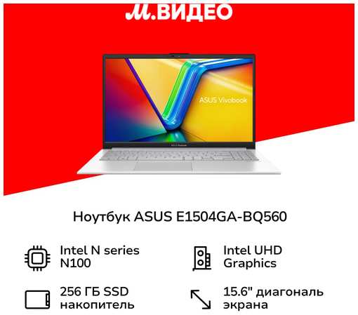 Ноутбук ASUS E1504GA-BQ560/15.6″/N100/8/256/NoOS/ (90NB0ZT1-M00XZ0)