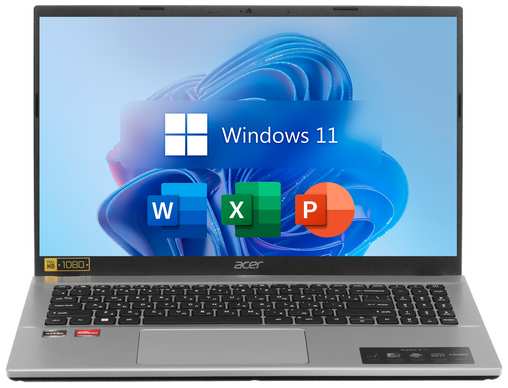 15.6″ Ноутбук Acer Aspire 3, AMD Ryzen 7 5700U (8 Ядер), RAM 16 ГБ, SSD 2 ТБ, AMD Radeon RX Vega 8, Windows 11 Pro + Office 2021, Pure Silver, Русская раскладка, EAC