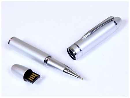 Флешка в виде ручки с мини чипом (64 Гб / GB USB 2.0 /Silver 370 для именной гравировки эксклюзивный подарок школьнику)