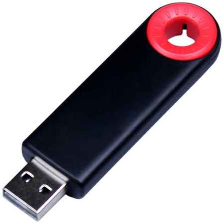 Классическая черная выдвижная пластиковая флешка с круглым отверстием (64 Гб / GB USB 3.0 Красный/Red 035BK) 19848000031129
