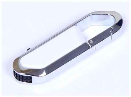 Apexto Флешка для нанесения логотипа в виде карабина (128 Гб / GB USB 2.0 Белый/White 060 гравировка) 19848000031134