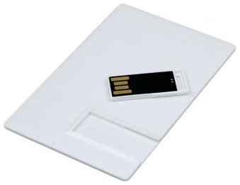 Выдвижная флешка пластиковая карта для нанесения логотипа (16 Гб / GB USB 2.0 Белый card3 Flash drive KR016) 19848000031144