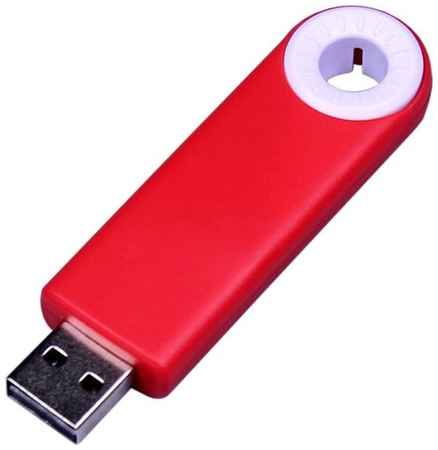 Классическая красная выдвижная пластиковая флешка с круглым отверстием (64 Гб / GB USB 2.0 Белый/White 035R) 19848000031156