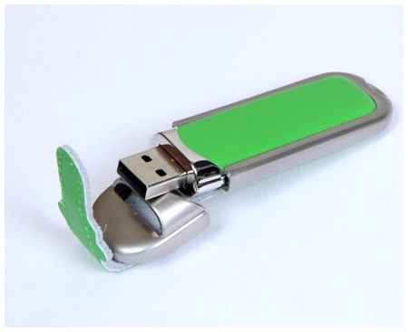 Super Talent Кожаная флешка для нанесения логотипа с массивным корпусом (32 Гб / GB USB 2.0 Зеленый/Green 212 флешнакопитель под тисненение) 19848000031218