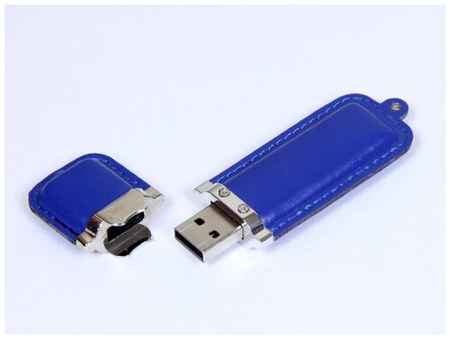 Кожаная флешка классической прямоугольной формы (32 Гб / GB USB 2.0 Синий/Blue 215 Flash drive Модель 483 B) 19848000032097