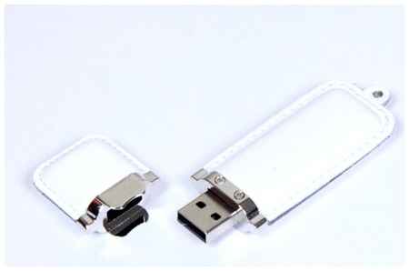Centersuvenir.com Кожаная флешка классической прямоугольной формы (16 Гб / GB USB 2.0 Белый/White 215 Flash drive KJ005 Брелок) 19848000035246