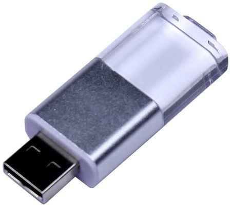 Пластиковая флешка с выдвижным механизмом и кристаллом (128 Гб / GB USB 2.0 Белый/White cristal10) 19848000035306