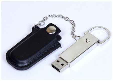 Centersuvenir.com Массивная металлическая флешка с кожаным чехлом (4 Гб / GB USB 2.0 Черный/Black 214 Flash drive) 19848000035372