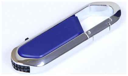 Apexto Флешка для нанесения логотипа в виде карабина (128 Гб / GB USB 2.0 Синий/Blue 060 гравировка) 19848000035455