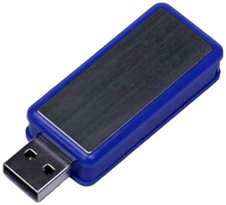 Прямоугольная выдвижная пластиковая флешка для нанесения логотипа (64 Гб / GB USB 2.0 Синий/Blue 034) 19848000035492