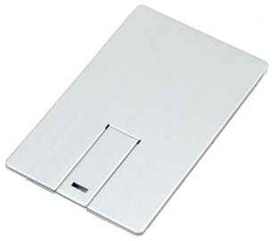 Раскладная металлическая флешка визитка кредитка для нанесения логотипа (128 Гб / GB USB 2.0 Серебро/Silver MetallCard2 Отличный корпративный подарок) 19848000035530