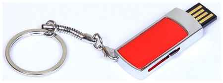 Металлическая выдвижная мини флешка для нанесения логотипа (128 Гб / GB USB 2.0 Красный/Red 401 гравировка) 19848000035563