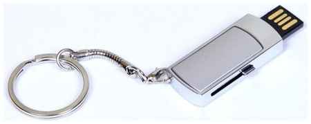 Металлическая выдвижная мини флешка для нанесения логотипа (128 Гб / GB USB 2.0 Серебро/Silver 401 гравировка) 19848000035567