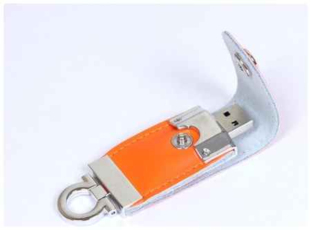 Кожаная флешка брелок для нанесения логотипа (4 Гб / GB USB 2.0 Оранжевый/Orange 209 Flash drive) 19848000035912