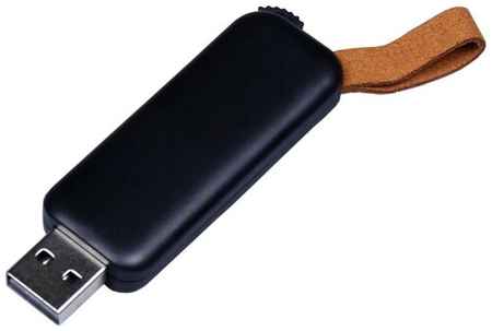 Классическая выдвижная пластиковая промо флешка с ремешком (128 Гб / GB USB 3.0 Черный/Black 044) 19848000035931