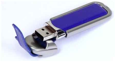 Super Talent Кожаная флешка для нанесения логотипа с массивным корпусом (4 Гб / GB USB 2.0 Синий/Blue 212 Недорого) 19848000037219